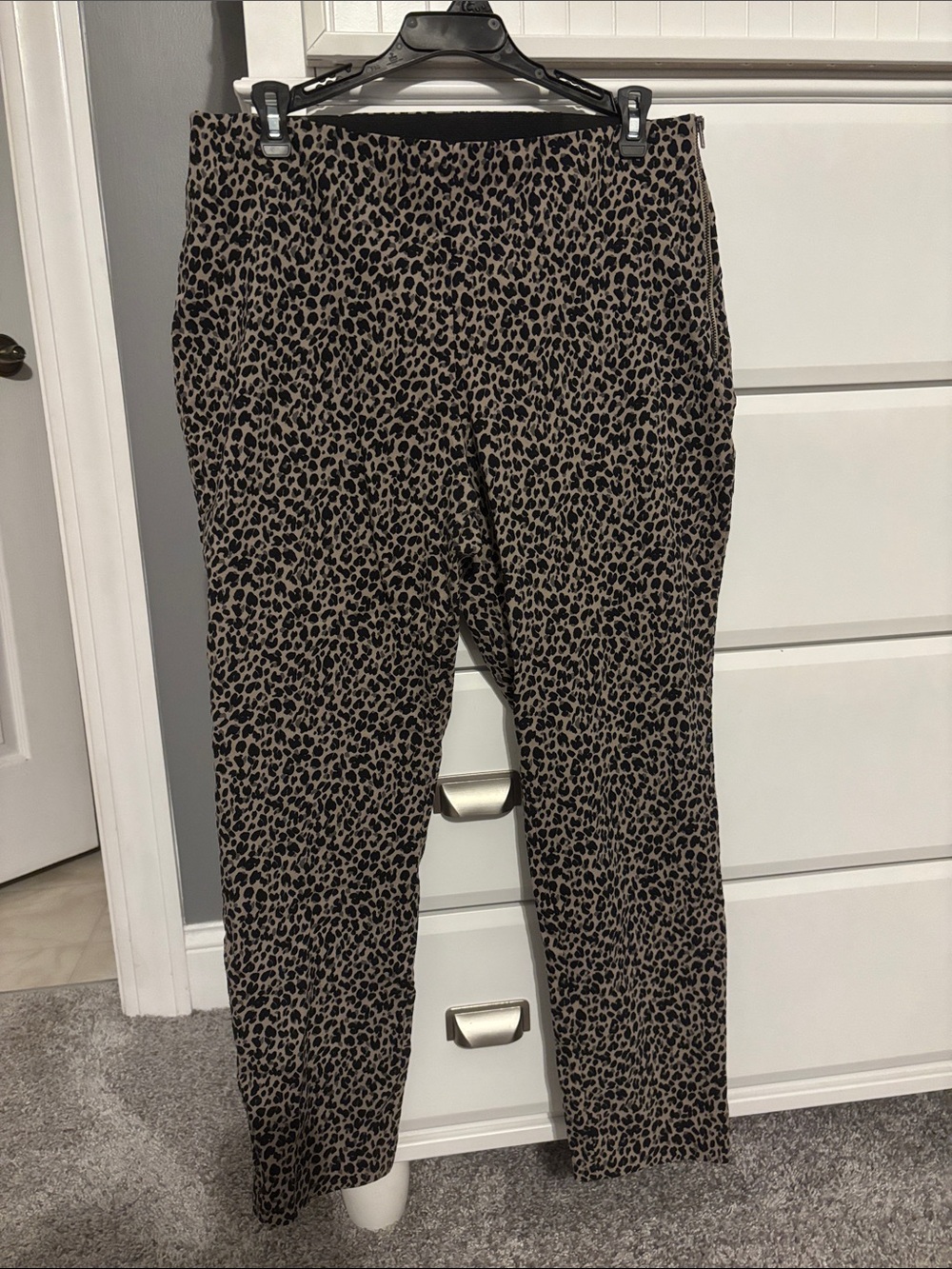 Leopard Print Straight-Leg Pants